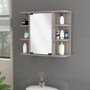 Vynxaria Medicine Cabinet With Six Shelves, Mirror Cabinet£¬Gray - 1 of 4