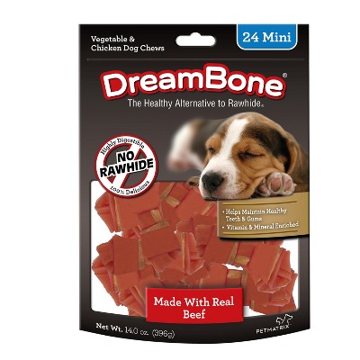 DreamBone Rawhide Free Mini Bones Made with Real Beef Vegetable and Chicken Dog Treats - 24ct