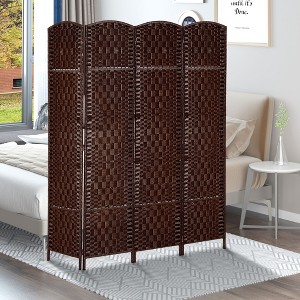 NicBex 6' Tall 4-panel Room Divider for Home, Wicker Weave Divider for Room Separation, for Home & Office, Brown - 1 of 4