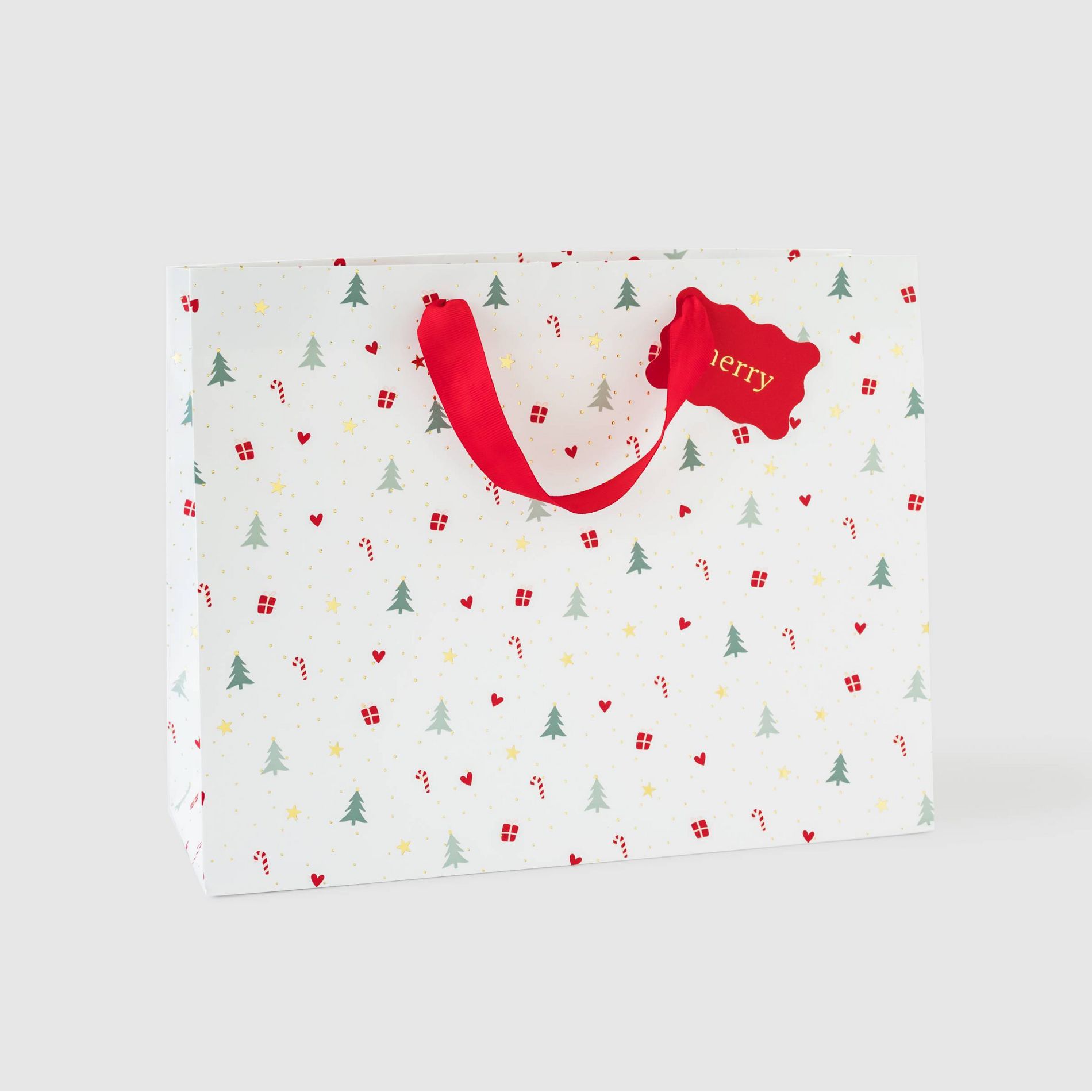 Large Holiday Icon Christmas Gift Bag with Tag White/Red - Sugar Paper™ + Target