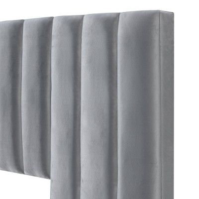 Sophisticated Gray Velvet King Bed with Channel Tufting