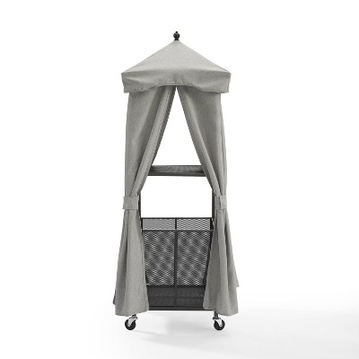 Gray Metal Poolside Towel Valet with Wheels