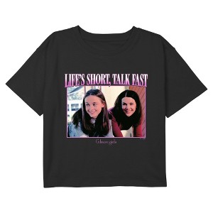 Girls Gilmore Girls Life's Short Talk Fast Portrait Logo Cropped T-Shirt - 1 of 4