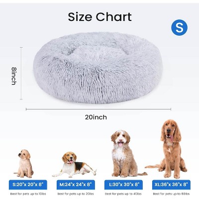 MyDepot Round Pet Bed Donut Pet Bed Non-slip Round Fluffy Plush Faux Fur, Anti-anxiety, Comfortable Sleep