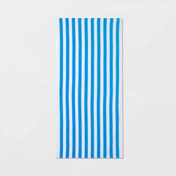 Striped Beach Towel Blue/White - Sun Squad™