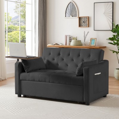 NicBex 52 Inch Loveseat,Modern Velvet Loveseat Sofa/Pullout Bed with Tufted Back,Convertible Sleeper Sofa Bed for Living Room
