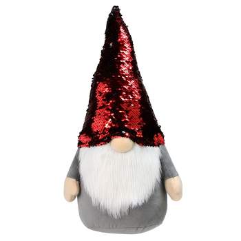 Northlight 18" Gnome with Red and Black Flip Sequin Hat Christmas Decoration
