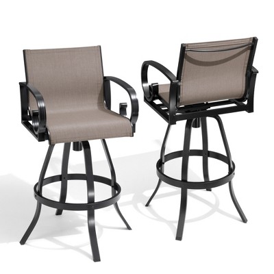 Pellebant Outdoor Indoor Aluminum Swivel Bar Stool 2-piece Bar Height Stool Bar Chairs