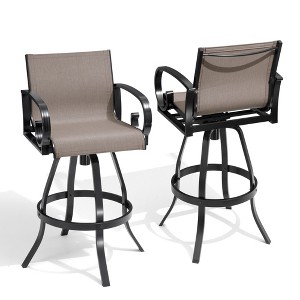 Pellebant Outdoor Indoor Aluminum Swivel Bar Stool 2-piece Bar Height Stool Bar Chairs - 1 of 4