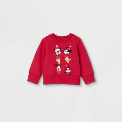 Baby Disney Mickey and Friends Family Holiday Graphic Sweatshirt - Red 3-6M