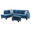 AndMakers 97 in. W Square Arm 3-piece Linen Transitional L Shaped Sectional Sofa in Blue - 3 of 4