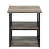 HDZNVF Antique Oak and Black 3 Shelf Nightstand - 3 of 4