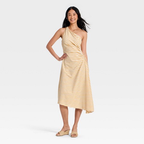 Женские платья A New Day Women's Ruched Side Pleated Midi Dress - A New Day™ Yellow 12