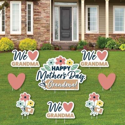 Big Dot of Happiness Grandma, Happy Mother's Day - Yard Sign and Outdoor Lawn Decorations - We Love Grandmother Yard Signs - Set of 8