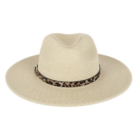 Karen Keith Women's Braided Toyo Fedora Sun Hat With Leopard Hat Band ...