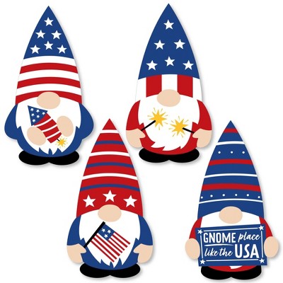 Big Dot of Happiness Patriotic Gnomes - DIY Shaped Memorial Day, 4th of July and Labor Day Gnome Party Cut-Outs - 24 Count