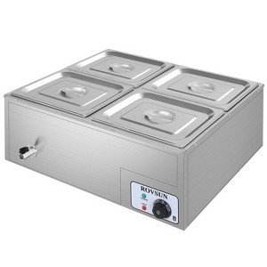 ROVSUN Electric Commercial Food Warmer, 110V Stainless Steel Bain Marie Buffet, Stove Steam Table with Temperature Control Lid - 1 of 4