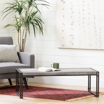 Elegant Driftwood Gray Rectangular Coffee Table with Metal Legs