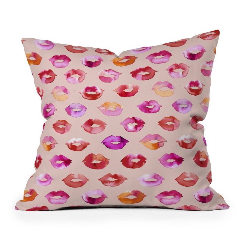 Ninola Design Sweet Pink Lips Square Throw Pillow Pink - Deny Designs, 1 of 6