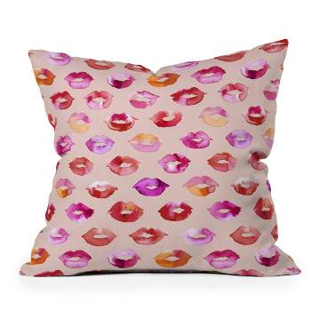 Ninola Design Sweet Pink Lips Square Throw Pillow Pink - Deny Designs