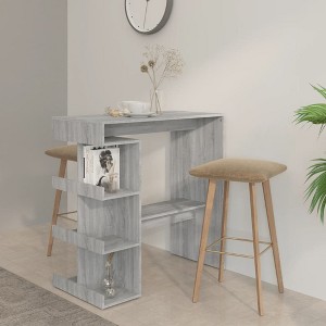 vidaXL Bar Table with Storage Rack Gray Sonoma 39.4 in.x19.7 in.x40 in. - 1 of 4