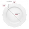 Smarty Had A Party 7.5" White w/ Silver Rim Blossom Plastic Salad Plates - 120 pcs - 3 of 4