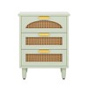 Kumasinova Nightstand with 3 Rattan Drawers,Modern Side Table with Metal Handles and Wood Legs,End Table for Bedroom,Living Room,Green - 2 of 4