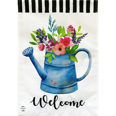 Welcome Watering Can Spring Burlap House Flag Floral 28" x 40" Briarwood Lane