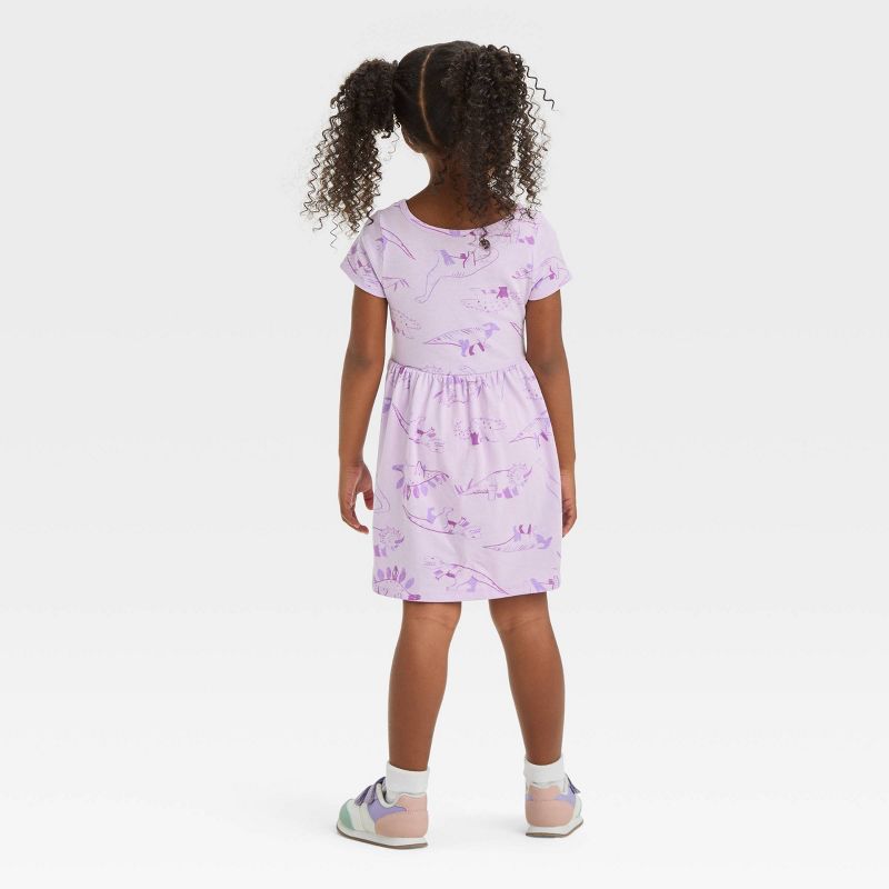 Toddler Girls' Dinosaur Short Sleeve Dress - Cat & Jack™ Purple, 3 of 5