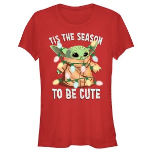 Juniors Womens Star Wars: The Mandalorian Christmas Grogu 'Tis the Season to be Cute T-Shirt - 1 of 4