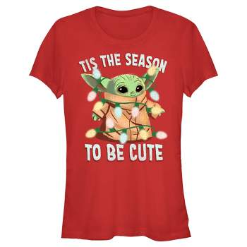 Juniors Womens Star Wars: The Mandalorian Christmas Grogu 'Tis the Season to be Cute T-Shirt