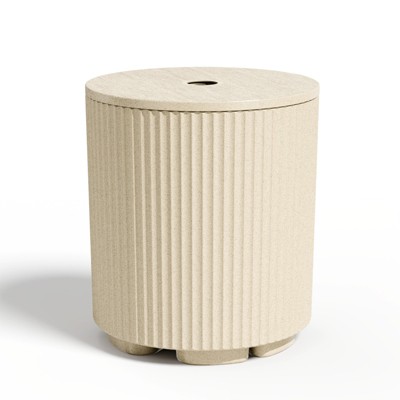 Bencmate Umbrella Bases Umbrella Side Table with Umbrella Hole Outside Storage Umbrella Base for Poolside Patio Balcony, Beige, 14.8"*14.8"*16.7"