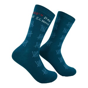 Crazy Dog Women's 100th Day Of School Socks Funny Sarcastic Student Graphic Novelty Footwear for Ladies - 1 of 4