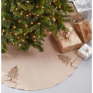 Saro Lifestyle Tree Skirt With Beaded Christmas Tree Design - 1 of 2