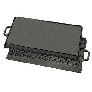 Bayou Classic 7428 28-in Cast Iron Reversible Rectangular Griddle Features Flat Side and Ribbed Grill Side Perfect - 1 of 3