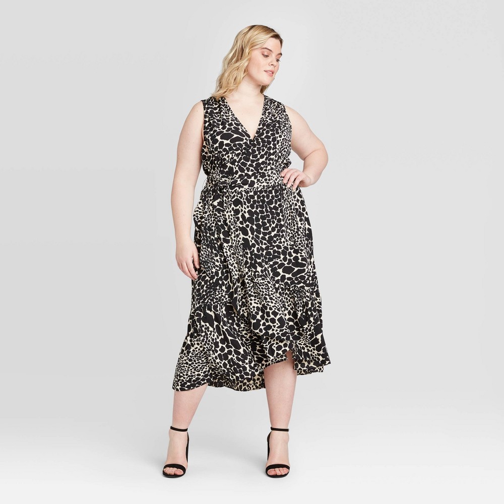 Women's Plus Size Leopard Print Sleeveless Midi Dress - Who What Wear Black 3X was $36.99 now $25.89 (30.0% off)
