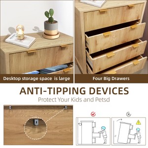 4 Drawer Dresser, Tall Wooden Dresser with Gold Handles - 1 of 4