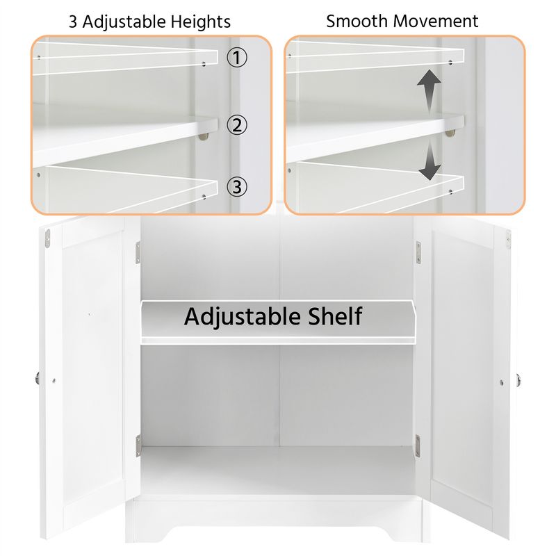 Yaheetech 4-Tier Bathroom Floor Cabinet with Adjustable Shelf White, 6 of 10