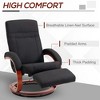 Polyester Manual Swivel Recliner Chair with Footrest, 135¡ã Recline and Wood Base - 3 of 4