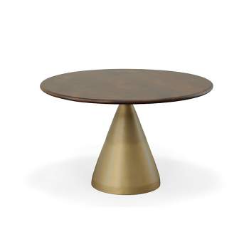 Gio 54" Pedestal Dining Table Elm/Gold - Carolina Chair & Table