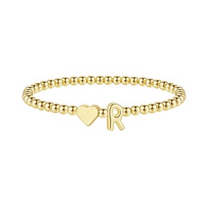 Turandoss Gold Initial Bracelets for Women Girls - Dainty Beaded Heart Bracelet for Kids, Letter Charm Bracelet for Girls, Christmas Jewelry Gifts - 1 of 4