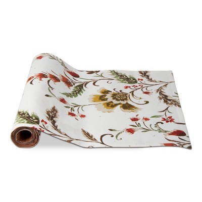 tagltd Autumn Bloom Large Floral Cotton Print Table Runner Machine Washable, 72 in