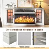 AOXUN 36 Inch 3-Sided Glass Fireplace TV Stand for TVs up to 80", Rustic Media Entertainment Center Console Table, White - 3 of 4