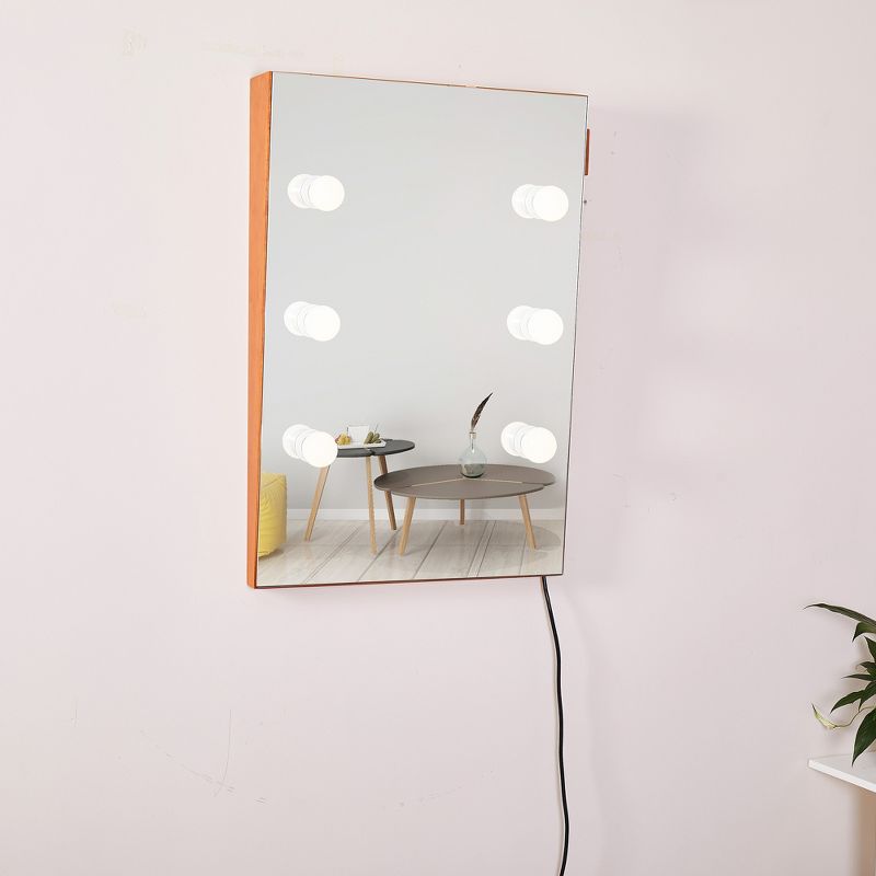 Kayla 35.4" Solid Wood Frame Wall Mirror for  Wall Vanity Mirror Makeup Mirror Dressing Mirror with LED Bulbs-The Pop Home, 1 of 9