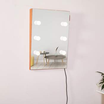 Kayla 35.4" Solid Wood Frame Wall Mirror for  Wall Vanity Mirror Makeup Mirror Dressing Mirror with LED Bulbs-The Pop Home