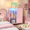 Aheaplus Dresser for Bedroom with Clothes Rack & Mirror, 5 Drawers Dresser with Charging Station & LED Lights - 4 of 4