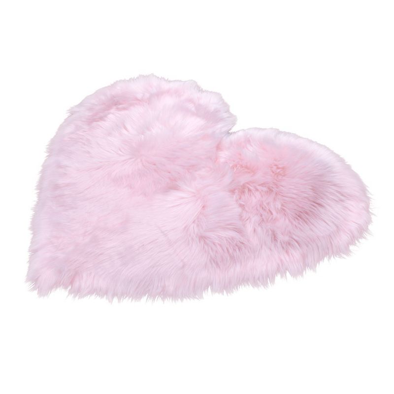 Walk on Me Faux Fur Super Soft Rug Tufted With Non-slip Backing Area Rug 2'x3' Pink Heart, 1 of 5