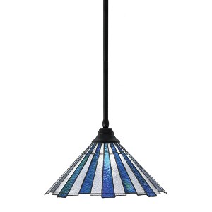 Toltec Lighting Any 1 - Light Pendant in  Matte Black with 16" Sea Ice Art Glass Shade - 1 of 1