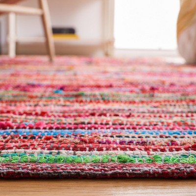 Handwoven Red and Multicolor Flat Woven Cotton Runner Rug