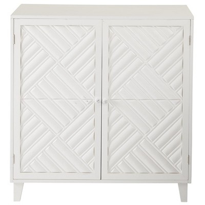 White Chevron Design 2-Door MDF Cabinet with Adjustable Shelving
